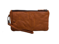 Cool Tan Leather Mens Long Wallet Clutch Wallet Black Wristlet Long Wallet Phone Wallet For Men