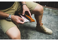 Cool Tan Leather Mens Long Wallet Clutch Wallet Black Wristlet Long Wallet Phone Wallet For Men