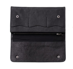 Tan Cool Leather Mens Long Wallet Black - Lifestyle View