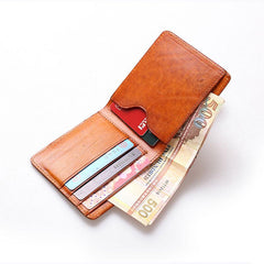 Vintage Leather Men Slim Small Wallet Bifold billfold Wallet for Men