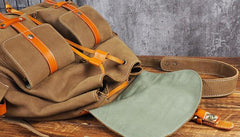 Tan Cool Mens Leather Backpack Travel Backpack Leather Hiking Backpack for Men