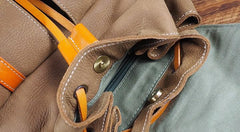 Tan Cool Mens Leather Backpack Travel Backpack Leather Hiking Backpack for Men