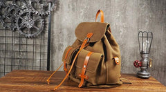 Tan Cool Mens Leather Backpack Travel Backpack Leather Hiking Backpack for Men