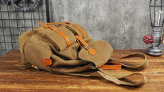 Tan Cool Mens Leather Backpack Travel Backpack Leather Hiking Backpack for Men