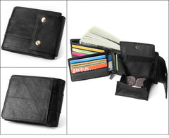 Cool Brown Leather Men's Trifold Small Wallet Multi-cards billfold Wallet For Men