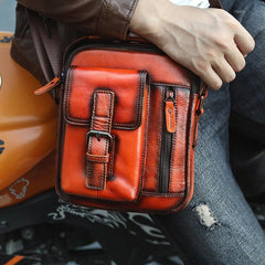 Fashion Brown Leather Mens Small Vertical Side Bag Messenger Bag Tablet Bag For Men