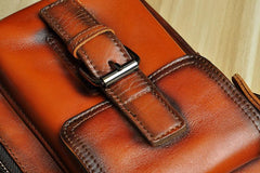 Fashion Brown Leather Mens Small Vertical Side Bag Messenger Bag Tablet Bag For Men