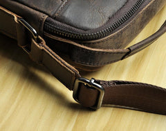 Fashion Brown Leather Mens Small Vertical Side Bag Messenger Bag Tablet Bag For Men