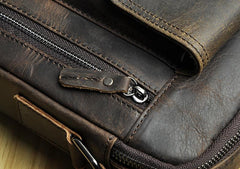 Fashion Brown Leather Mens Small Vertical Side Bag Messenger Bag Tablet Bag For Men