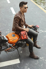 Fashion Brown Leather Mens Small Vertical Side Bag Messenger Bag Tablet Bag For Men