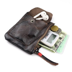 Vintage Brown Leather Men's Coin Wallet Black Small billfold Wallet For Men
