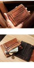 Ultra Thin Leather Mens Front Pocket Wallet Slim billfold Wallet License Small Wallet For Men
