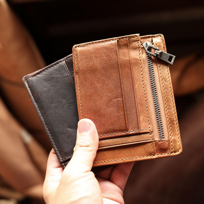 Ultra Thin Leather Mens Front Pocket Wallet Slim billfold Wallet Licen