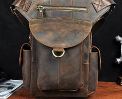 Cool Dark Brown Leather Mens Drop Leg Bag Belt Pouch Waist Bag Small Shoulder Bag For Men