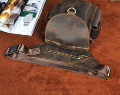 Cool Dark Brown Leather Mens Drop Leg Bag Belt Pouch Waist Bag Small Shoulder Bag For Men