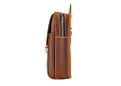Cool Brown Leather Mens Belt Case Belt Pouch Mini Waist Pouch Belt Bags For Men
