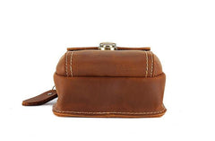 Cool Brown Leather Mens Belt Case Belt Pouch Mini Waist Pouch Belt Bags For Men