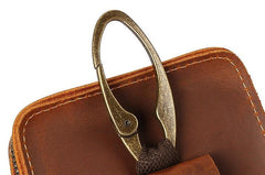 Cool Brown Leather Mens Belt Case Belt Pouch Mini Waist Pouch Belt Bags For Men