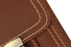 Cool Brown Leather Mens Belt Case Belt Pouch Mini Waist Pouch Belt Bags For Men
