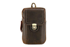 Cool Brown Leather Mens Belt Case Belt Pouch Mini Waist Pouch Belt Bags For Men