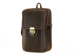 Cool Brown Leather Mens Belt Case Belt Pouch Mini Waist Pouch Belt Bags For Men