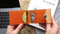 Unique Leather Mens Card Wallet Front Pocket Wallets Small Change Wallet for Men