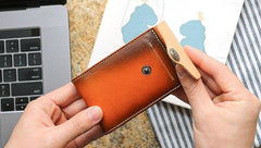 Unique Leather Mens Card Wallet Front Pocket Wallets Small Change Wallet for Men