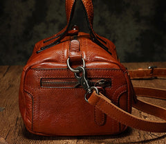 Unique Womens Leather Red Brown Box Handbag Shoulder Bag Cube Crossbody Purse For Women
