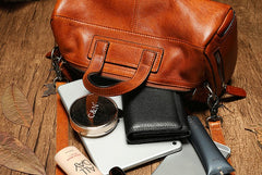 Unique Womens Leather Red Brown Box Handbag Shoulder Bag Cube Crossbody Purse For Women