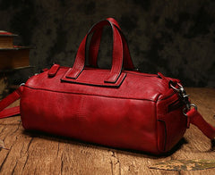 Unique Womens Leather Red Brown Box Handbag Shoulder Bag Cube Crossbody Purse For Women