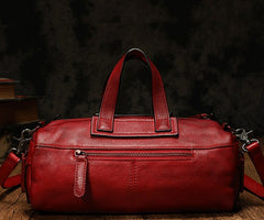 Unique Womens Leather Red Brown Box Handbag Shoulder Bag Cube Crossbody Purse For Women