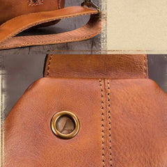 Vintage Brown Womens Leather Sling Bag Chest Bags Purses One Shoulder Backpack for Ladies