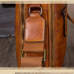 Vintage Small Vertical Leather Brown Small Messenger Bag Black Side Bag Courier Bag for Men