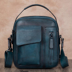 Brown Leather Mens Small Vertical Courier Bag Messenger Bag Postman Bag Vintage Leather Side Bag for Men