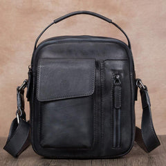 Brown Leather Mens Small Vertical Courier Bag Messenger Bag Postman Bag Vintage Leather Side Bag for Men