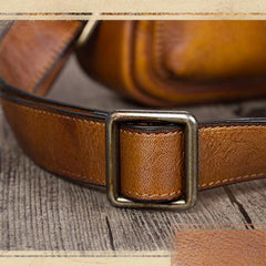 Brown Leather Mens Small Vertical Courier Bag Messenger Bag Postman Bag Vintage Leather Side Bag for Men