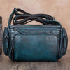 Blue VIntage Mens Leather Small Messenger Bag Tan SIde Bag Brown Courier Bag for Men