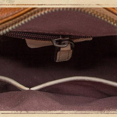 Brown VIntage Mens Leather Small Messenger Bag Tan SIde Bag Blue Courier Bag for Men