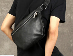 Cool Leather Mens Chest Bag Sling Bag Sling Crossbody Bag for men