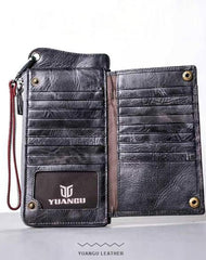 Leather Long Wallets for men Chain Wallet Bifold Vintage Men Biker wallet