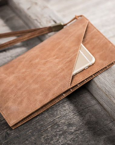 Leather Men Long Wallets for Travel Wallet Bifold Passport Wallets for Men