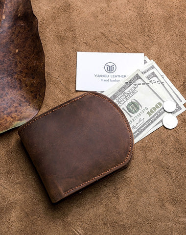 Cool Leather Men Small Wallet Bifold Vintage billfold Wallet for Men
