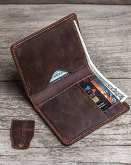 Cool Leather Men Slim Small Wallet Bifold Vintage billfold Wallet for Men