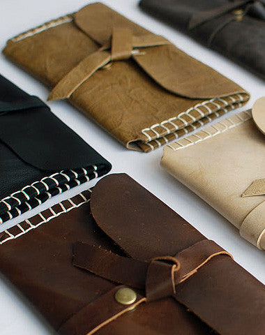 Handmade vintage womens leather long wallet leather envelope long wallet for women - EverHandmade