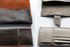 Handmade vintage womens leather long wallet leather long wallet for women - EverHandmade