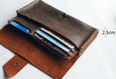 Handmade vintage womens leather long wallet leather long wallet for women - EverHandmade