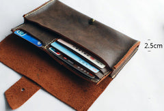 Handmade vintage womens leather long wallet leather long wallet for women