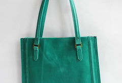 Handmade vintage modern green leather small tote shoulder bag handbag for women - EverHandmade