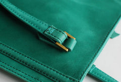 Handmade vintage modern green leather small tote shoulder bag handbag for women - EverHandmade