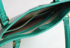 Handmade vintage modern green leather small tote shoulder bag handbag for women - EverHandmade